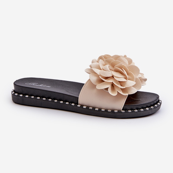 Infradito da donna decorate con fiori, cella beige 1