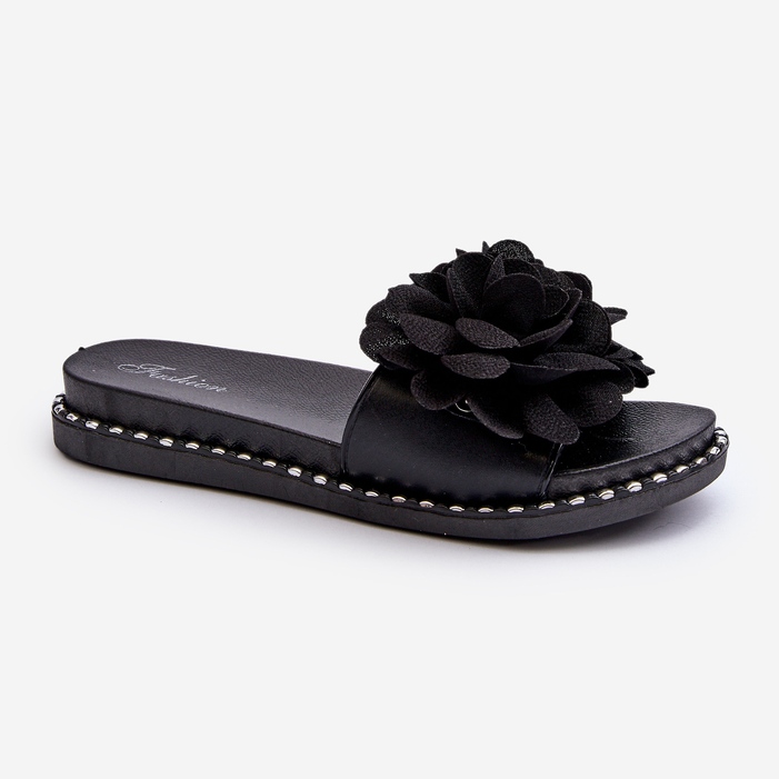 Infradito da donna decorati con fiori neri Cellanen nero 1