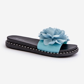 Infradito da donna decorate con fiori, cella blu 1
