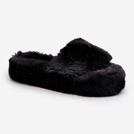 Pantofole in pelliccia da donna nere Stepia nero 2