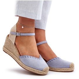 Joia Sandali con zeppa espadrillas in pelle scamosciata blu Raylin con intrecciatura 4