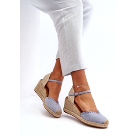 Joia Sandali con zeppa espadrillas in pelle scamosciata blu Raylin con intrecciatura 3