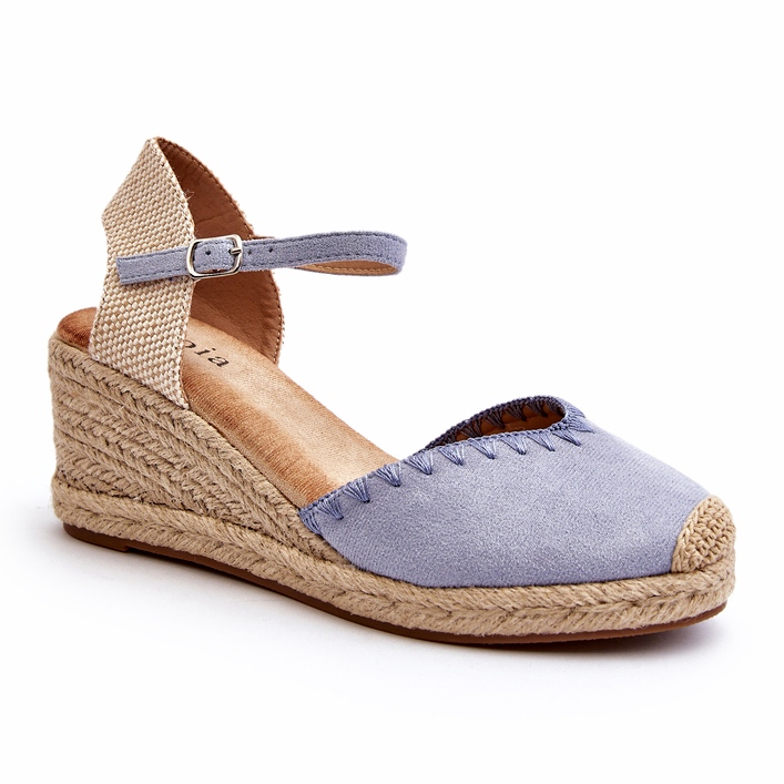 Joia Sandali con zeppa espadrillas in pelle scamosciata blu Raylin con intrecciatura 1