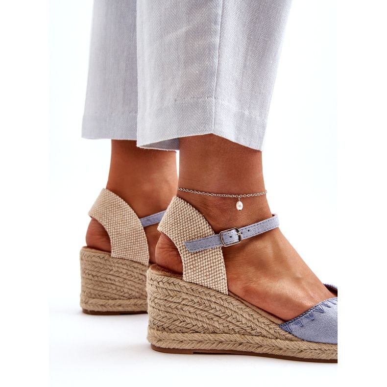 Joia Sandali con zeppa espadrillas in pelle scamosciata blu Raylin con intrecciatura 2