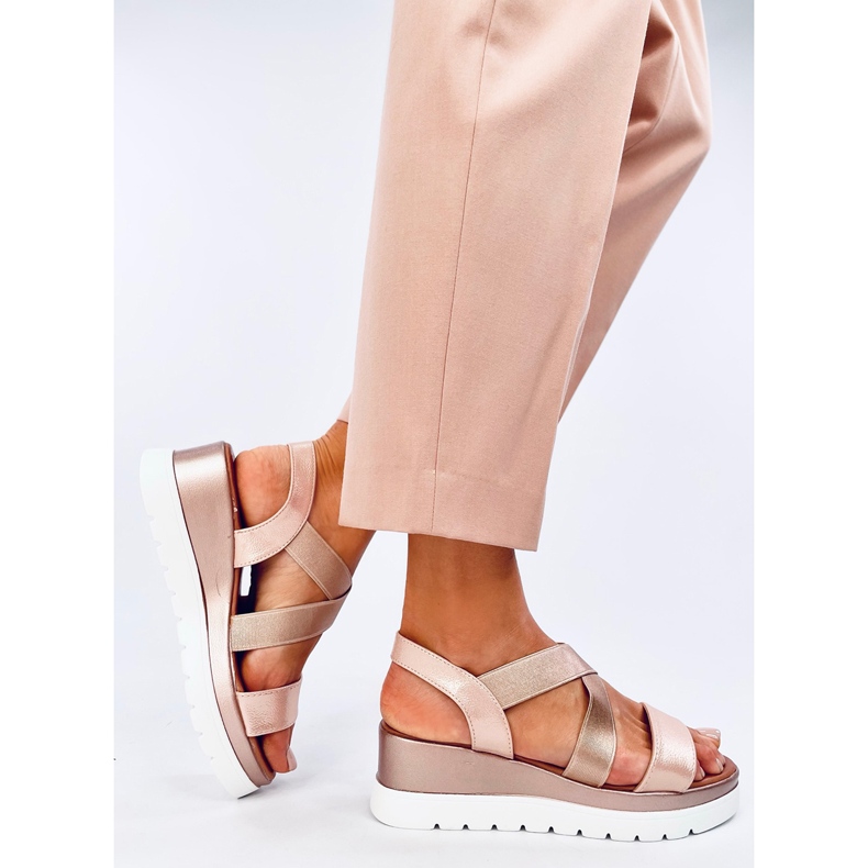 Sandali con zeppa Caden color champagne rosa 2