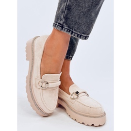 Mocassini Shady in camoscio Beige con suola alta 2