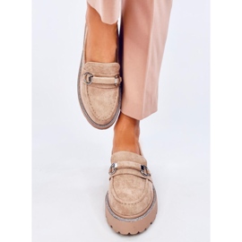 Mocassini Shady Khaki in camoscio con suola alta beige 1