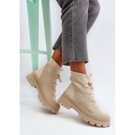 Stivali slip-on a calzino da donna Beige chiaro Solime 1
