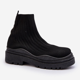 Stivali a calza slip-on Elipara neri da donna su una suola massiccia nero 1
