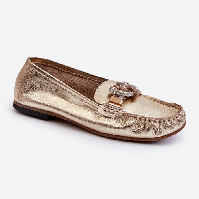 Mocassini Da Donna In Pelle Con Decoro Laura Messi 2761 Oro d'oro 1