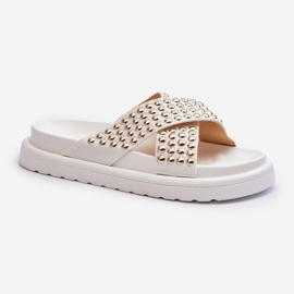 Infradito da donna con plateau decorato bianco Niraela 1