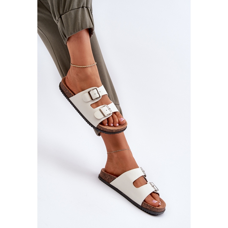 Infradito Da Donna Con Fibbie, Colore Bianco bianca 1
