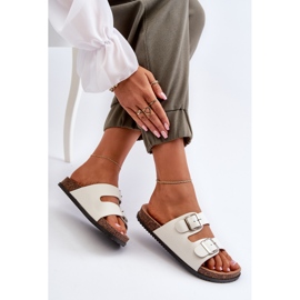 Infradito Da Donna Con Fibbie, Colore Bianco 2