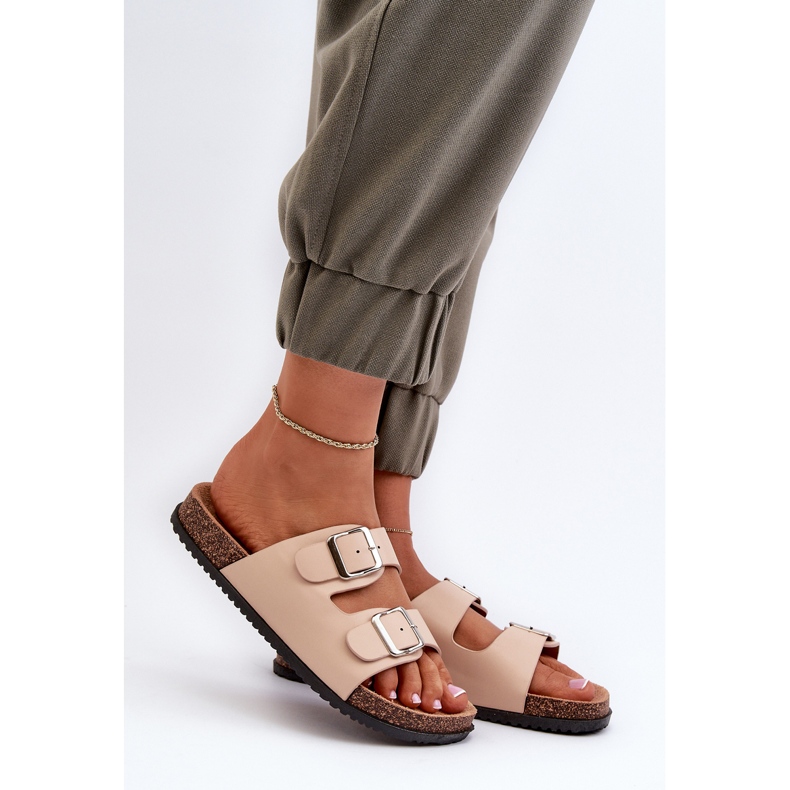 Infradito Da Donna Beige Con Fibbie Oliena 2