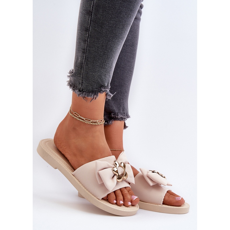 Infradito Da Donna Con Fiocco Beige Arsicada 2