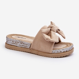 Infradito da donna con plateau e fiocco, Aflia beige 2