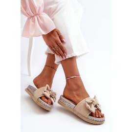 Infradito da donna con plateau e fiocco, Aflia beige 1