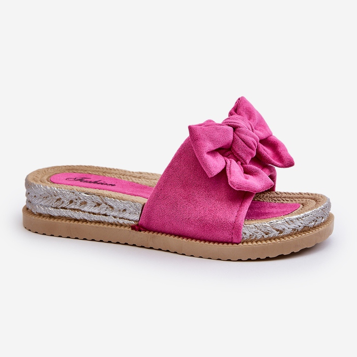 Infradito da donna con plateau e fiocco Aflia fucsia rosa 1