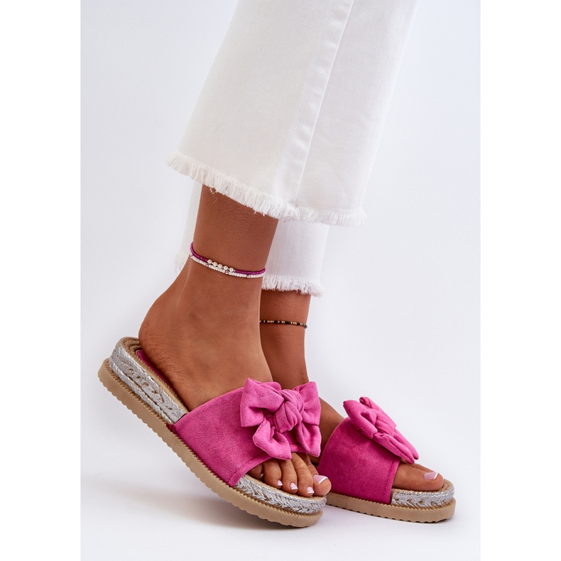 Infradito da donna con plateau e fiocco Aflia fucsia rosa 2