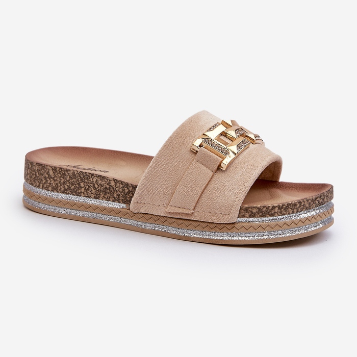 Infradito Da Donna Con Plateau Con Decorazione, Vapireta Beige 2