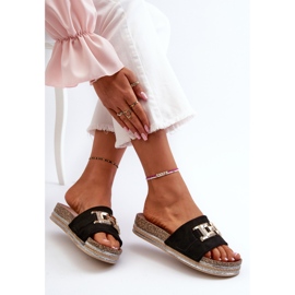 FK1 Infradito da donna con plateau e decorazione, Vapireta nera nero 1