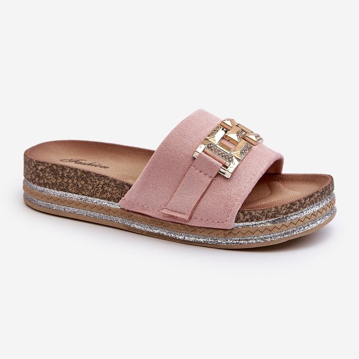 Infradito Da Donna Con Plateau Con Decorazione, Rosa Vapireta 2