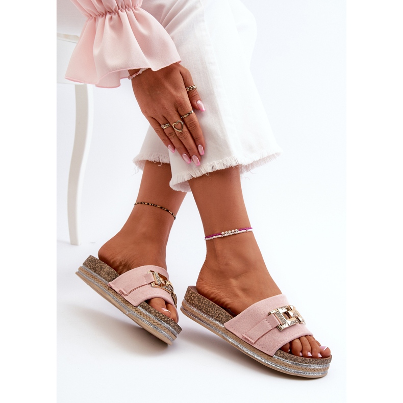 Infradito Da Donna Con Plateau Con Decorazione, Rosa Vapireta 1