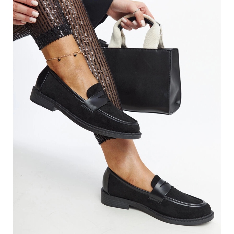 Mocassini Floretta in camoscio nero 1