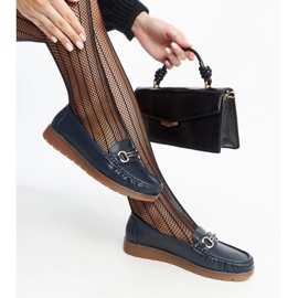 Mocassini blu navy con fibbia di Anisah 1
