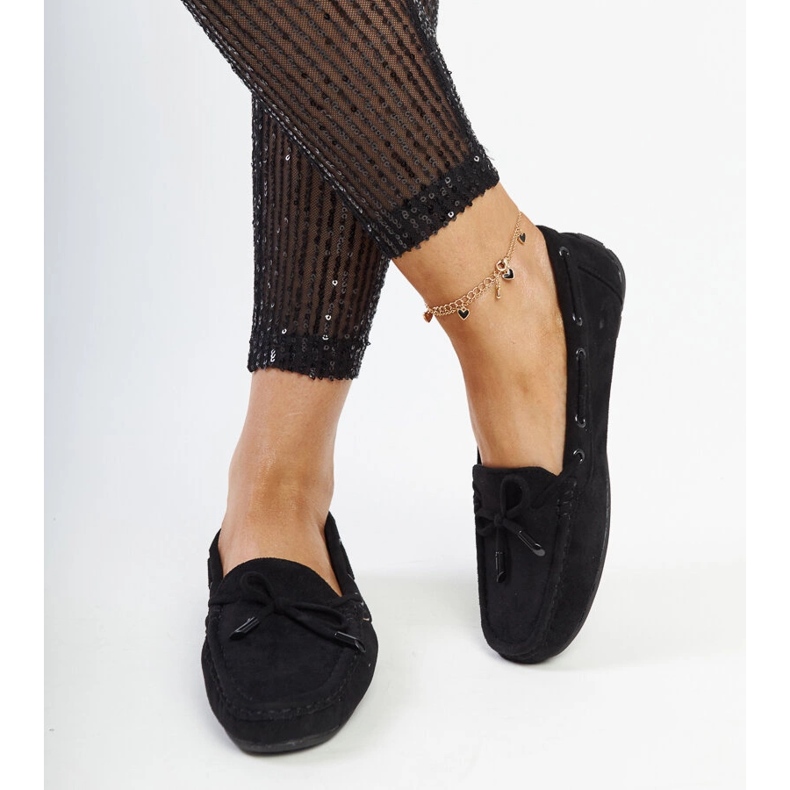 Mocassini neri Hayam con fiocco nero 2