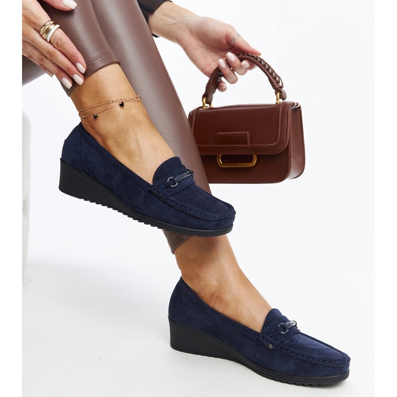 Mocassini con zeppa blu navy di Amel 1