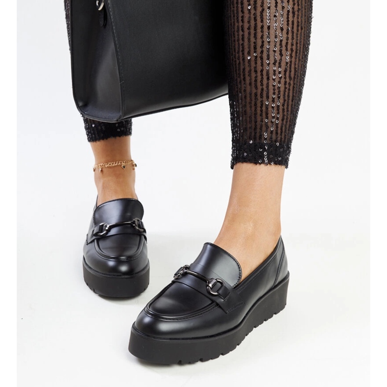 Mocassini neri con zeppa Oili nero 1