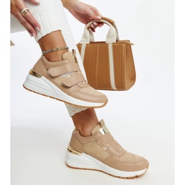 Sneakers con zeppa marroni con chiusura in velcro di Orly marrone 1
