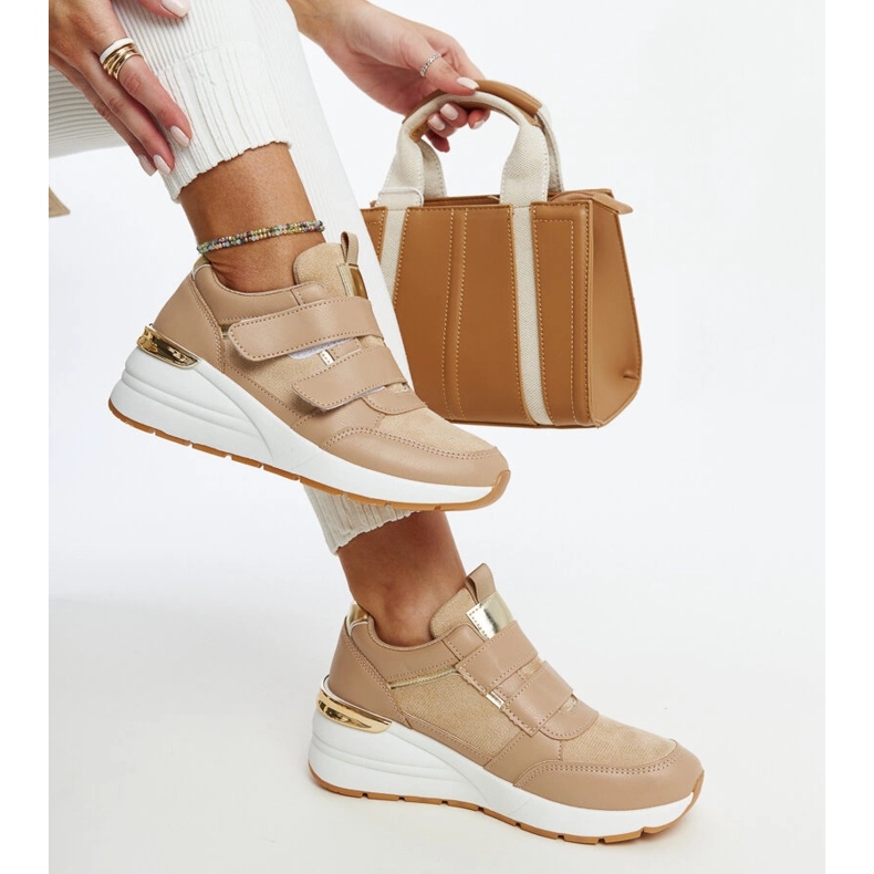 Sneakers con zeppa marroni con chiusura in velcro di Orly marrone 1