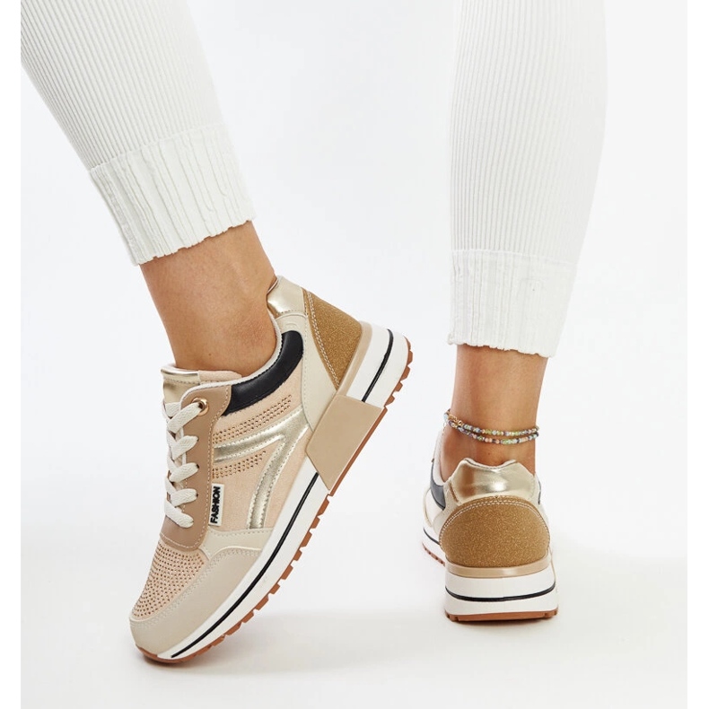 Sneakers platform beige con strass Mauli 1
