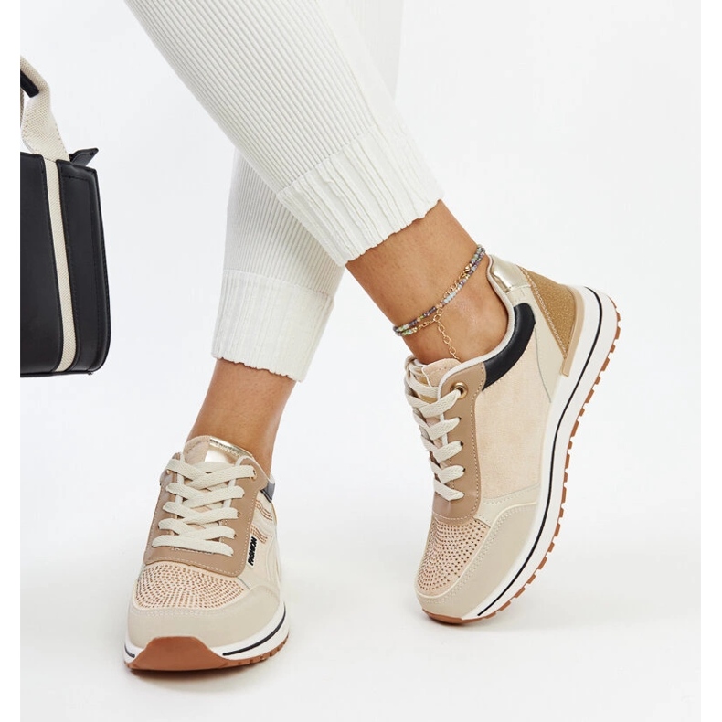 Sneakers platform beige con strass Mauli 2