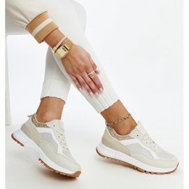 Sneakers platform beige con glitter Evelia 1