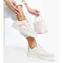 Scarpe da ginnastica Walda con plateau bianche beige 1
