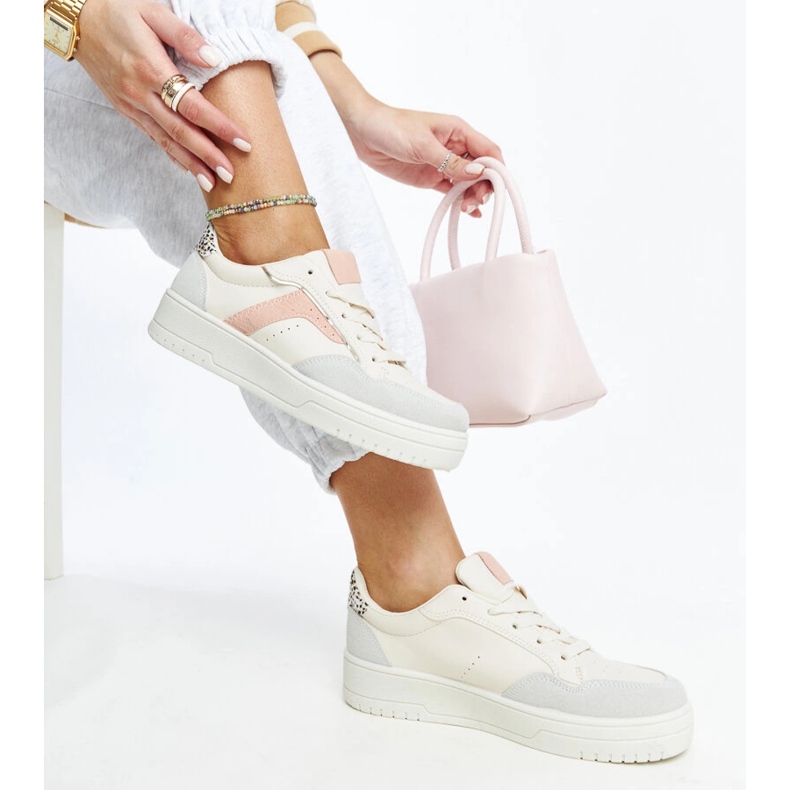 Scarpe da ginnastica Walda con plateau bianche beige 1