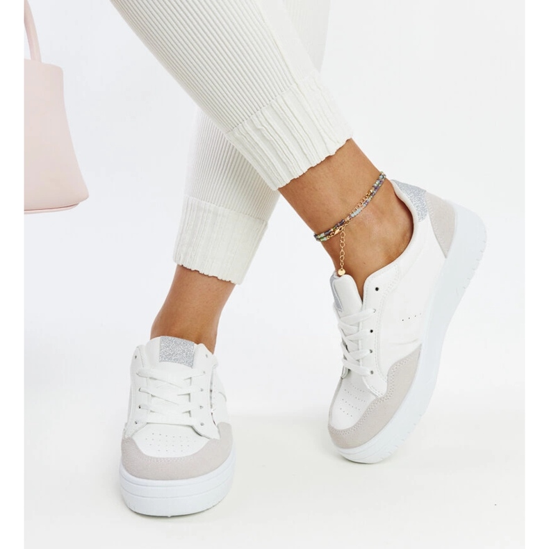 Sneaker Walda con plateau bianche e grigie bianco 1
