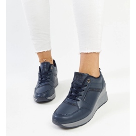Sneakers con zeppa Cristel di colore blu navy 1