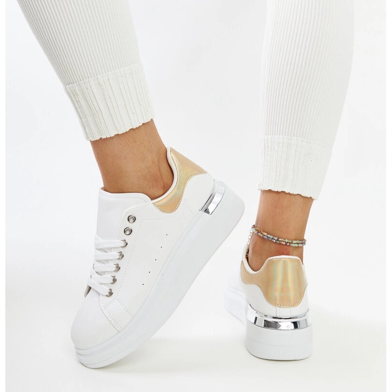 Scarpe sportive bianche con inserto Meriana oro bianco 1