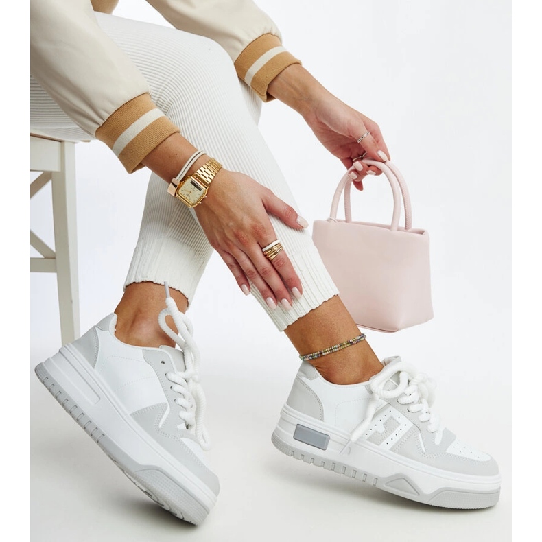 Sneakers Galit bianche e grigie con suola spessa bianco 1