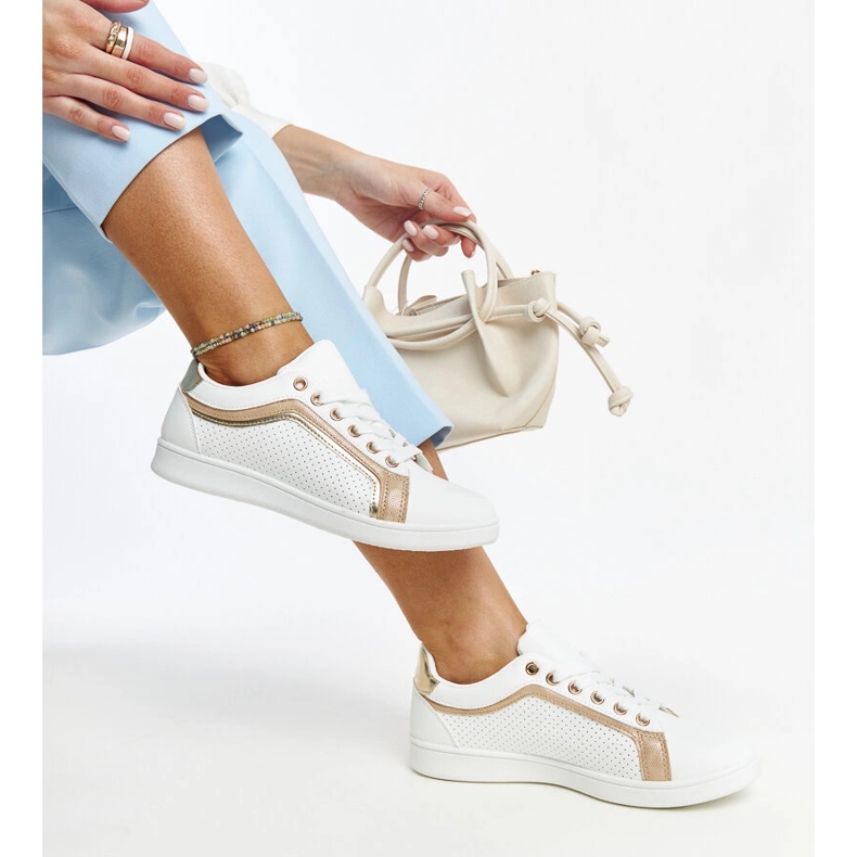 Sneakers platform Amala bianche e dorate bianco 1