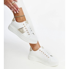 Sneakers bianche e dorate con spessa suola Finestra bianca 1