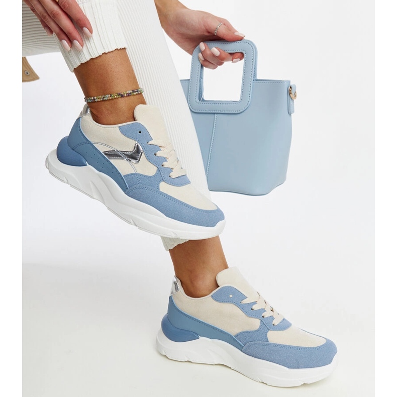 Sneakers beige e blu sulla piattaforma Nereida 1