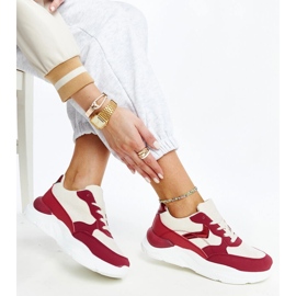 Sneakers beige e rosse sulla piattaforma Nereida rosso 1