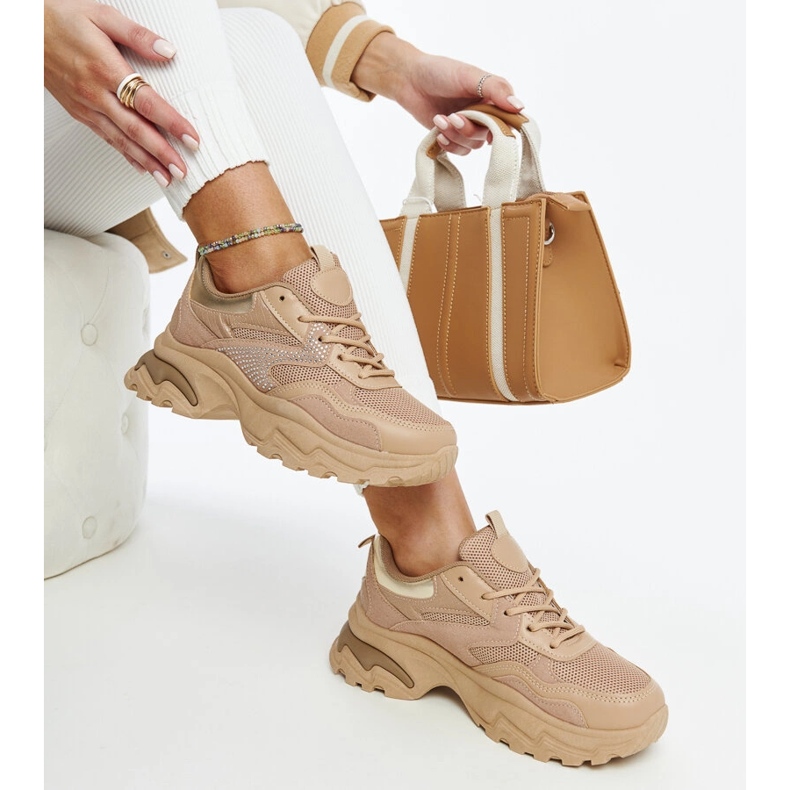 Sneakers platform marroni decorate con zirconi Maras marrone 1
