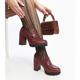 Scarpe bordeaux con tacco di Sauda rosso 1