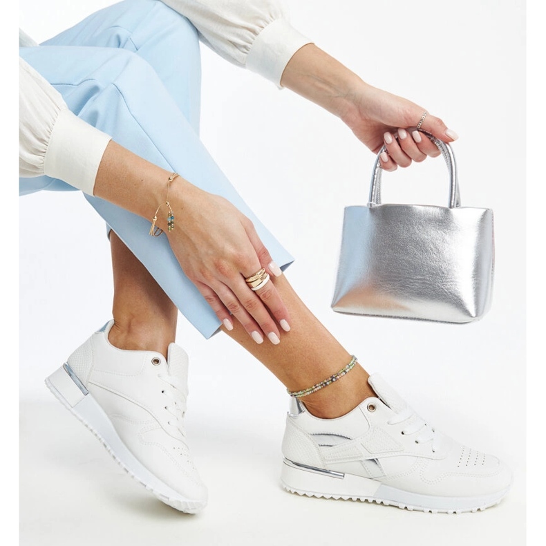 Sneaker Tasnim in pelle di serpente bianca bianco 1